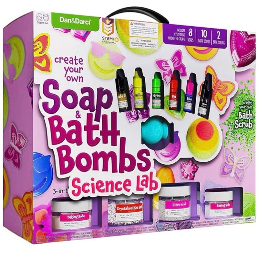 BRAND NEW Dan&Darci Soap & Bath Bomb Making Kit for Kids, 3-in-1 Spa Science Kit